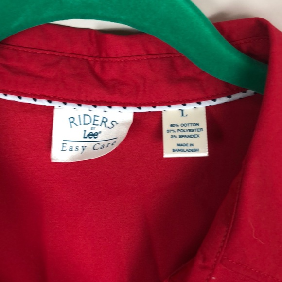 LEE Rider Easy To Care RED button down shirt-Sz L - Picture 2 of 6
